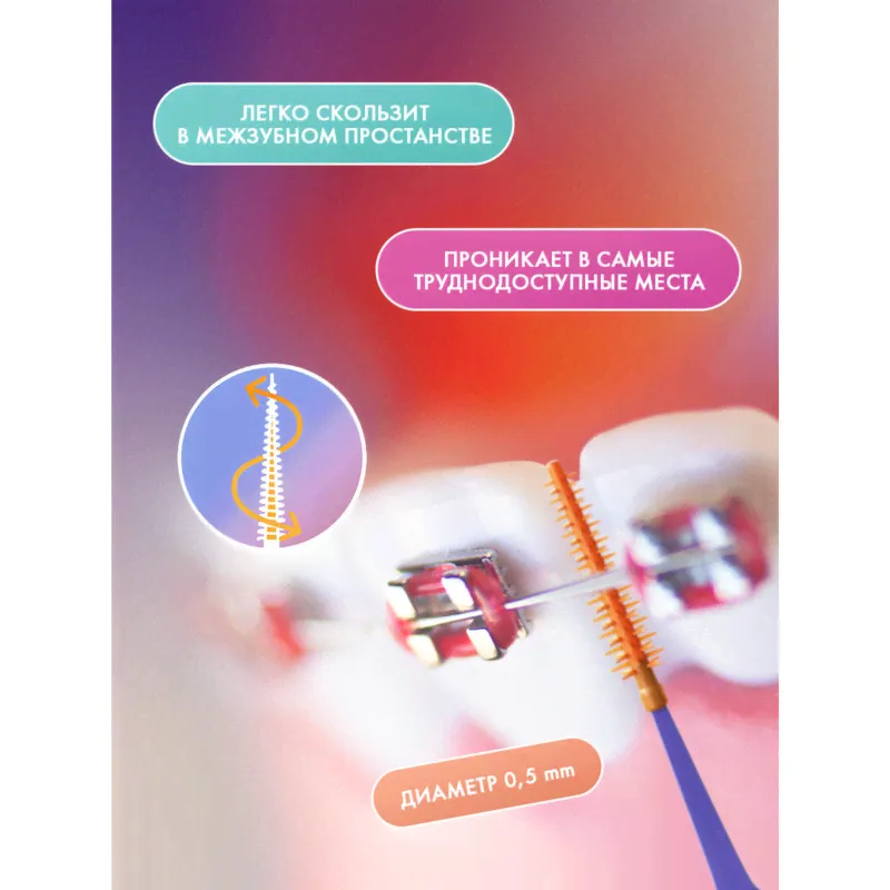 Ершик Splat Smilex Ortho+ межзубный со вкусом мяты мягкий размер S, 30шт-2